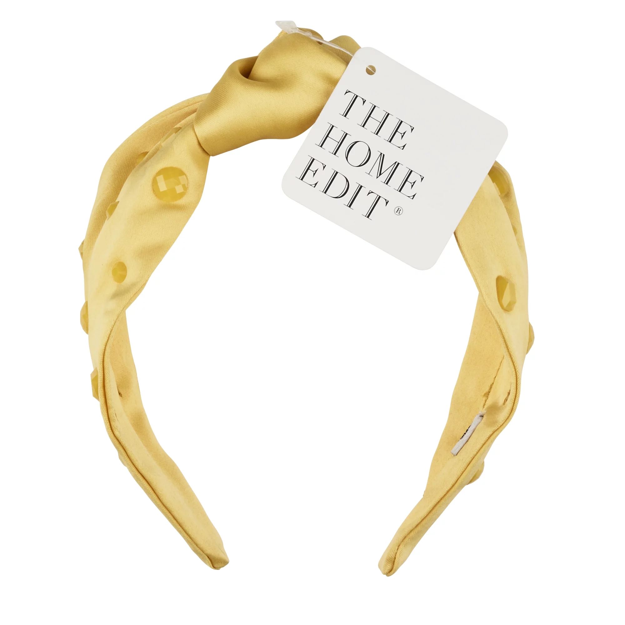 The Home Edit Knotted Satin Headband with Gemstone Detail, Yellow | Walmart (US)