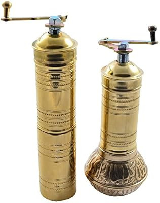 Manual Hand Grinder Mill SET for Turkish Greek Arabic Coffee Beans & Spice Pepper Salt, Brass (Da... | Amazon (US)