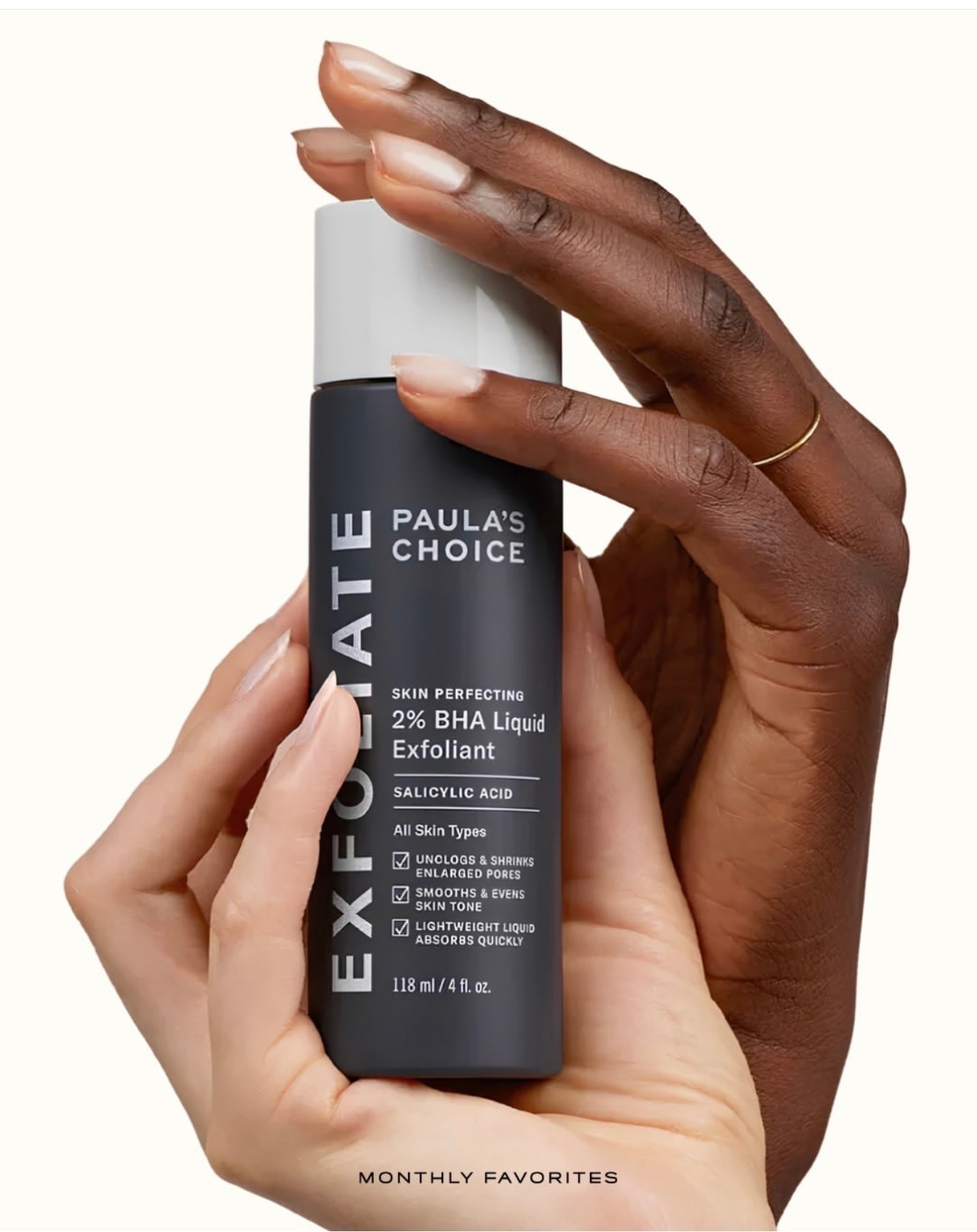 Brand spotlight: @paulaschoice⁠
⁠
Some products become cult favorites because they are beautiful. This one became a hero product because it works.⁠
⁠
@paulaschoice Skin Perfecting 2% BHA Liquid Exfoliant is one of those skincare staples people come back to again and again because it helps with the things so many of us are trying to improve: clogged pores, uneven texture, blackheads, dullness, and skin that just feels a little congested.⁠
⁠
The key ingredient is salicylic acid, a beta hydroxy acid that can move through oil and help exfoliate inside the pore. That is what makes it especially helpful for oily, combination, and breakout-prone skin, but it can also be a smart once-or-twice-a-week reset for anyone who wants smoother-looking skin.⁠
⁠
Why we love it: it is simple, effective, fragrance-free, and easy to add into a routine without overcomplicating everything.⁠
⁠
Start slow, use SPF daily, and let the results build.⁠
⁠
Save this for your next skincare refresh.⁠
⁠
💌 Join The Monthly for more editor-curated beauty, wellness, style, and everyday favorites worth knowing.⁠
⁠
Follow @monthlyfavorites for more beauty edits and hero products worth trying.⁠
⁠
With love

❤️

#LTKselfcare #LTKBeauty