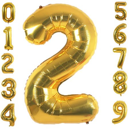 PartyMart Gold Foil Balloons Number 2, 40 inch Gold Number 2 | Walmart (US)