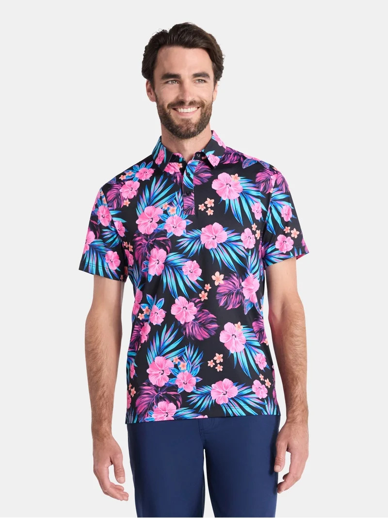 Birdie Bound Men's and Big Men's Hawaiian Dream Print Polo Golf Shirt, Sizes S-3XL | Walmart (US)
