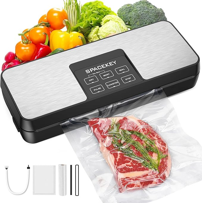 SPACEKEY Vacuum Sealer Machine, 85Kpa Food Vacuum Machine, Food Vacuum Sealer with Bag Roll Stora... | Amazon (US)