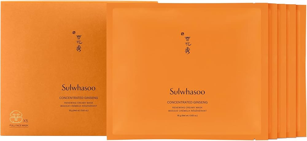 Sulwhasoo Concentrated Ginseng Renewing Sheet Masks: Nourish, Hydrate, Visibly Firm, 5 pc. | Amazon (US)