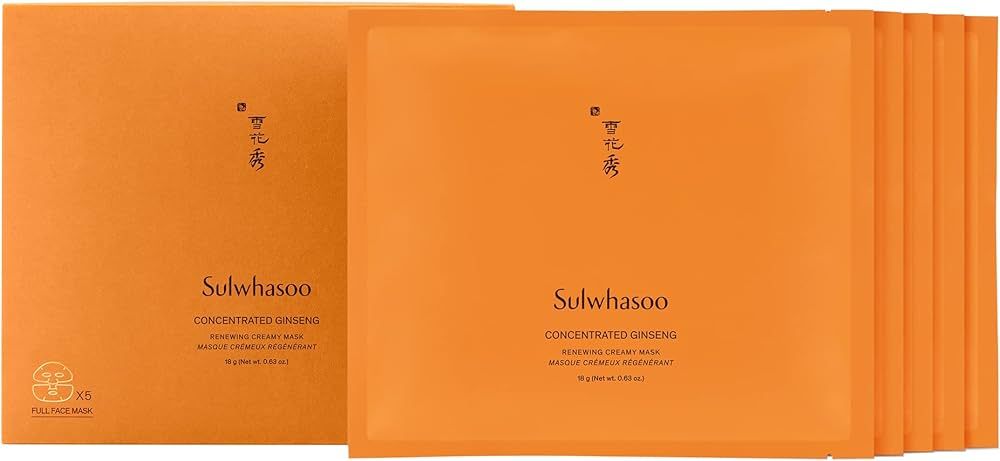 Sulwhasoo Concentrated Ginseng Renewing Sheet Masks: Nourish, Hydrate, Visibly Firm, 5 pc. | Amazon (US)