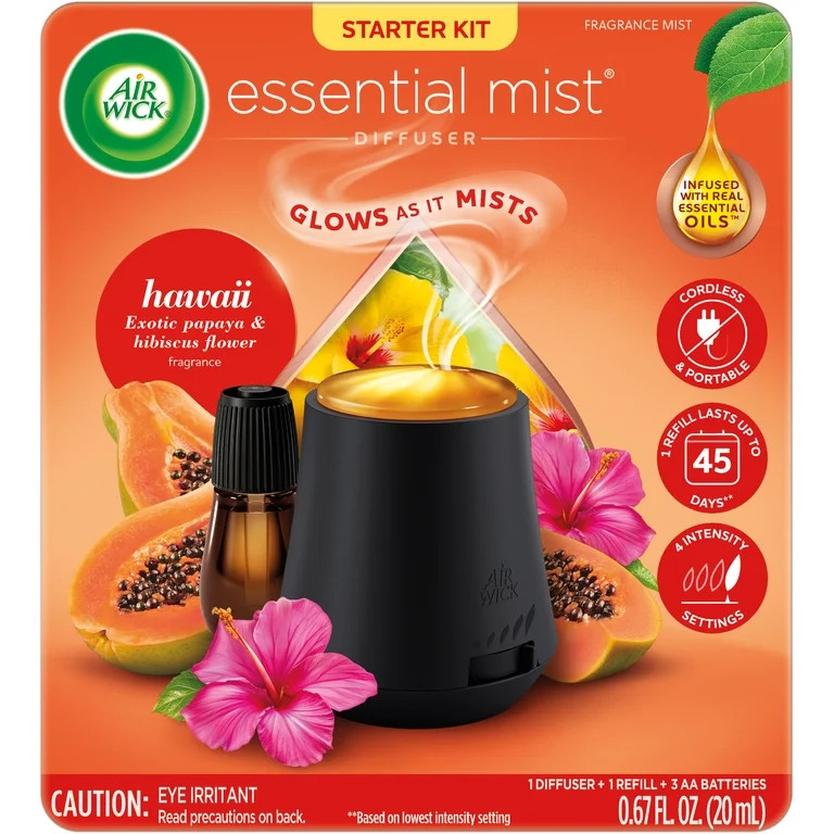 Air Wick Essential Mist Scented Oil Air Freshener Diffuser Kit, Hawaii Exotic Papaya and Hibiscus... | Walmart (US)