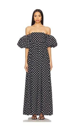 Emilia Maxi Dress in Black White Polka Dot | Revolve Clothing (Global)