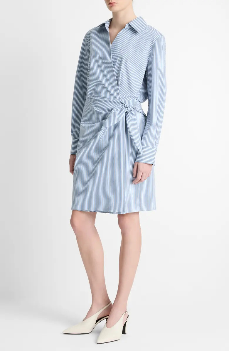Vince Furrow Stripe Long Sleeve Wrap Shirtdress | Nordstrom | Nordstrom