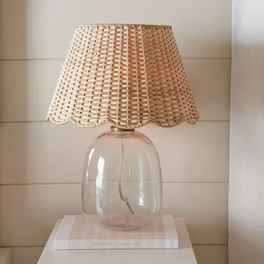Emery Scallop Woven Shade Table Lamp, Clear | Pottery Barn Teen