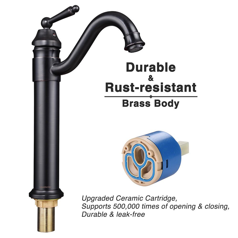 Aquaterior 13-1/2" Tall Bathroom Faucet Single Handle Vessel Sink Oil Rubbed Bronze (CUPC NSF) | Walmart (US)