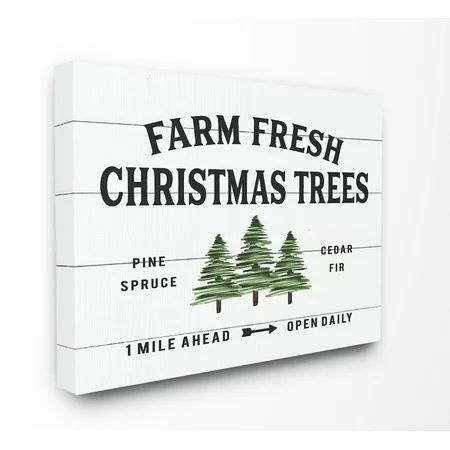 The Stupell Home Decor Collection White Planked Look Holiday Farm Fresh Christmas Trees Spruce an... | Walmart (US)