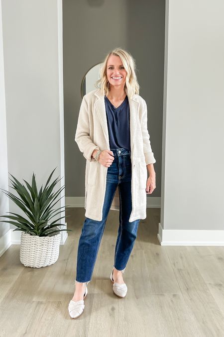 I love this coatigan. It’s the perfect laying piece for fall! Sizing details- coatigan- xs || jeans- 2/short (run big) || top- xs || shoes- 7.5 TTS

#LTKstyletip #LTKfindsunder100 #LTKSeasonal