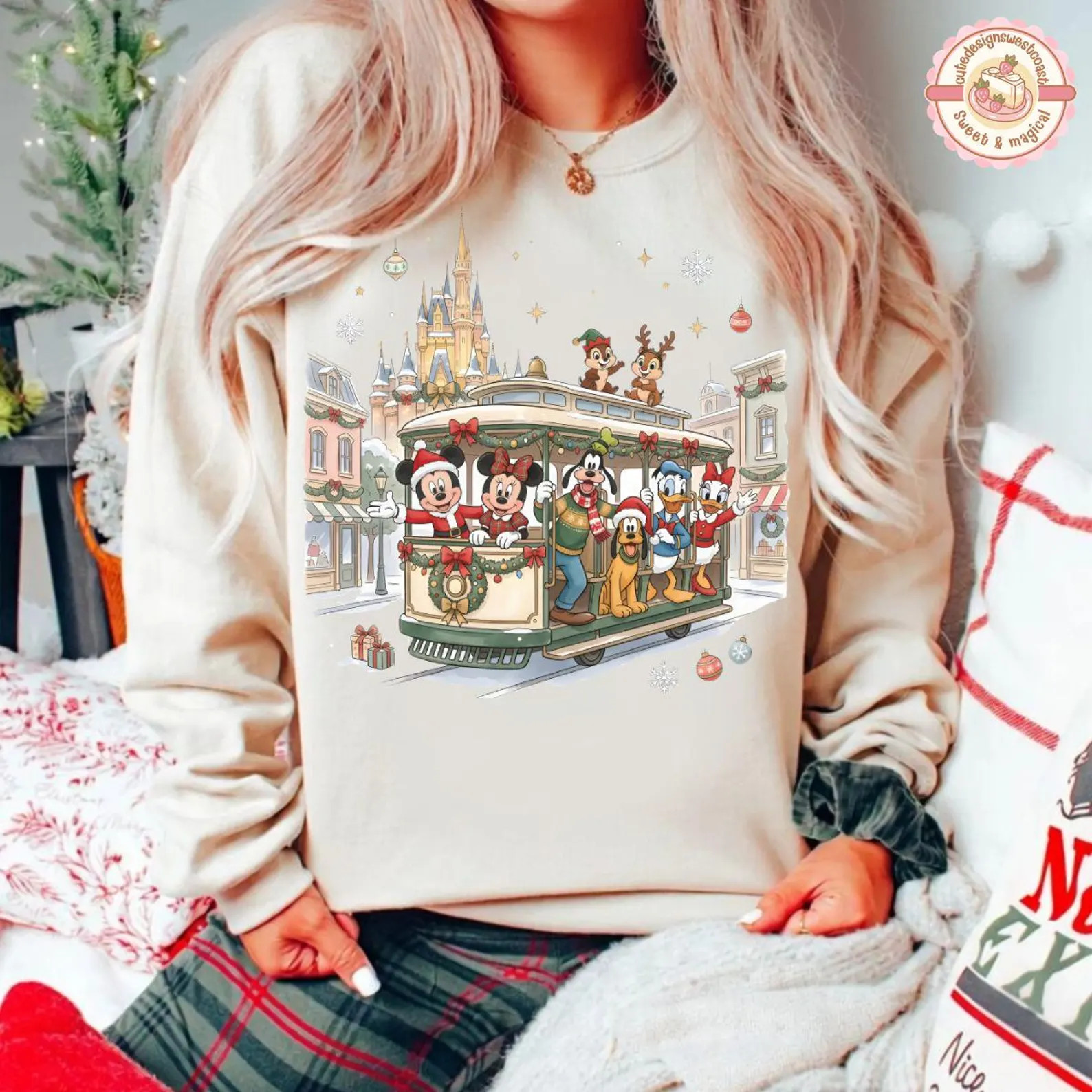 Meet Me on Main Street Christmas Sweatshirt, Retro Mickey and Friends Holiday Tee, Disney Family ... | Etsy (Global)
