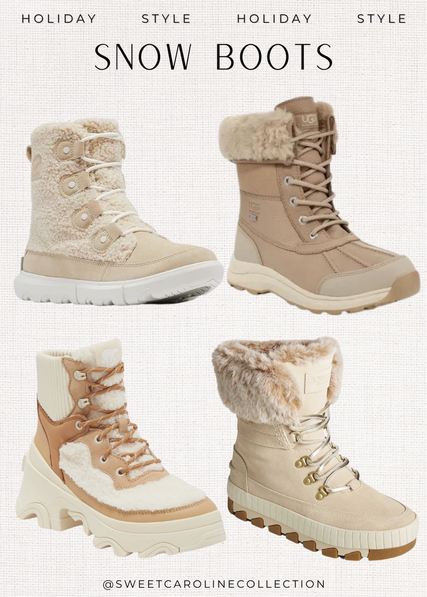 Holiday style ~ snow boots ❄️🥾

Holiday, boots, shoes, snow boots, winter shoes, sorel, Sam Edelman, Marc fisher, Jeffrey Campbell, Sperry, winter style, fashion, fur coat, hat, bucket hat, scarf, gloves, earmuffs, Ugg, Dillards, Hollister, moncler, lululemon, Sherpa coat, gift guide, Nordstrom, Abercrombie and fitch, aritzia, Anthropologie, mango, saks fifth Avenue, Amazon, coat, jacket, Alo, Ugg, avec Les filles, Venus, express, under 500, under 200, under 100, sale, style, trendy, luxe, best seller, sweet Caroline collection

#LTKSeasonal #LTKshoecrush #LTKfindsunder100