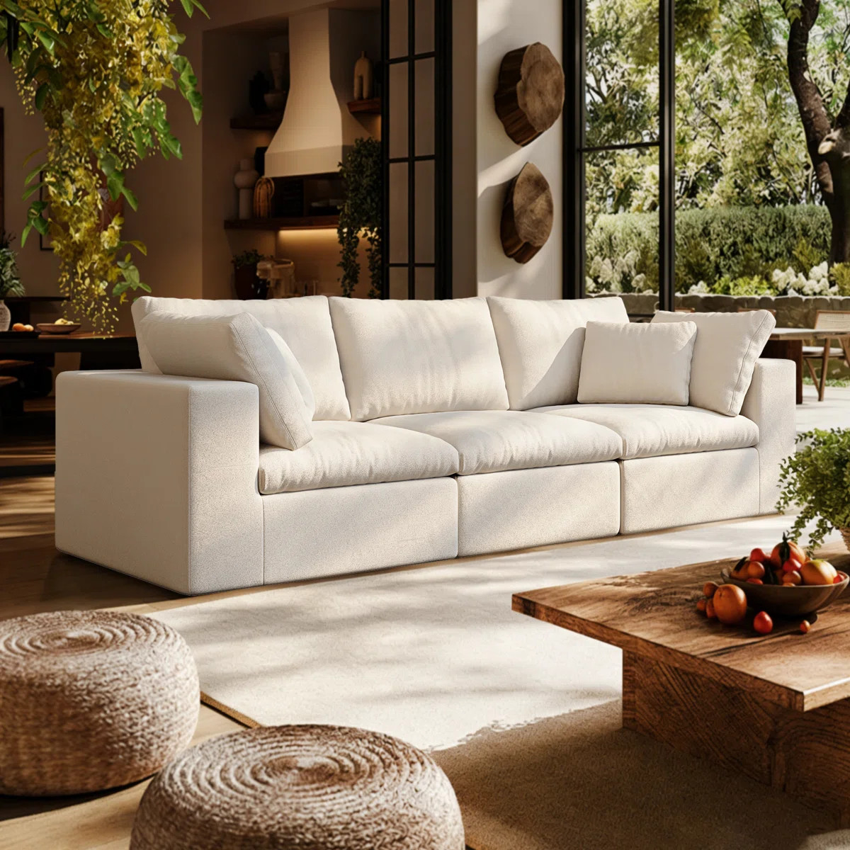 108.3" Beige Large Modular Sectional Sofa，Convertible 3-Seater Floor Couch，No Assembly Requir... | Wayfair North America