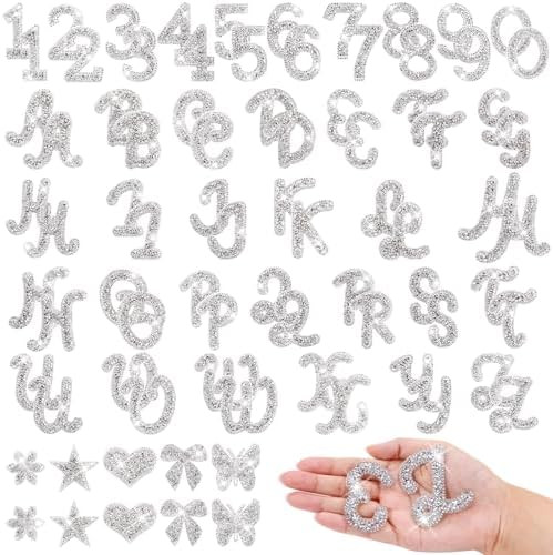 82 PCS Rhinestones Letter Patches Alphabet A-Z, Self Adhesive Number Patch 0-9 Glitter Stickers, ... | Amazon (US)
