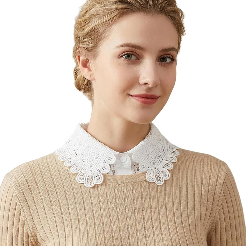 Women White Lace Collar Detachable Dickey, Faux False Collar Half Shirts for Women | Amazon (US)