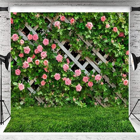 AIIKES 10x10FT Flowers Photography Backdrop Spring Floral Photo Background Green Leaf Fence Backd... | Amazon (US)