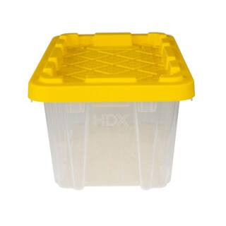 HDX 6.5-Qt Tough Storage Tote in Clear with Yellow Lid 999-6QT-C-HDX - The Home Depot | The Home Depot