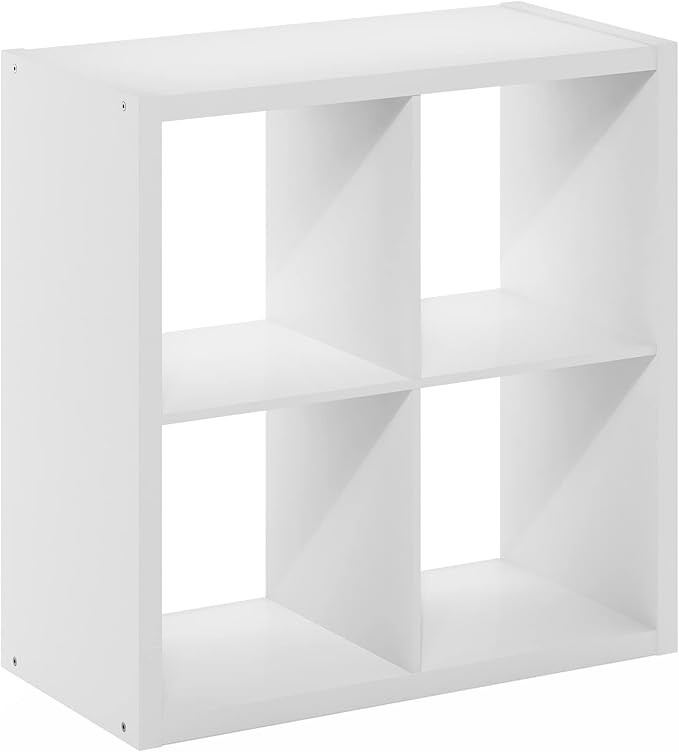 Furinno Cubicle Open Back Decorative Cube Storage Organizer, 4-Cube, White | Amazon (US)