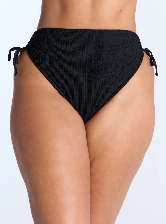 Amalfi Crinkle High-waisted Bikini Bottoms - Black | Boux Avenue | Boux Avenue (UK)