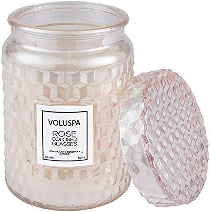 Voluspa Rose Colored Glasses Large Jar Glass Candle with Lid, 18 Ounces | Amazon (US)