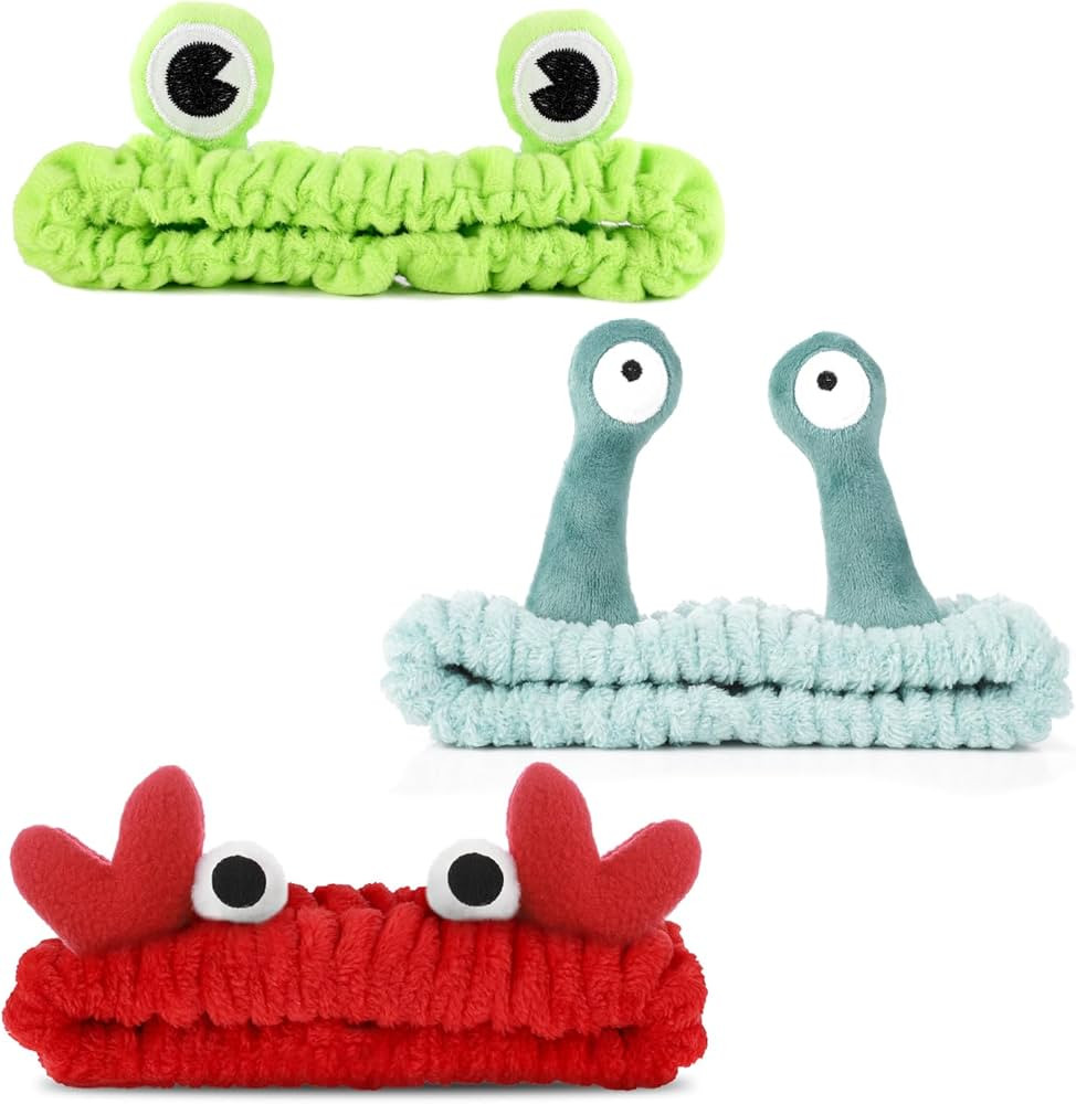 3 Pack Spa Headband Face Wash Hairband Facial Makeup Head Wraps Cartoon Elastic Head Band Cute Fr... | Amazon (US)