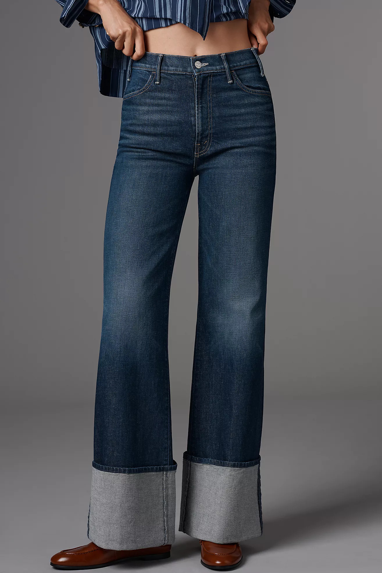 MOTHER Hustler Roller Sneak High-Rise Wide-Leg Jeans | Anthropologie (US)