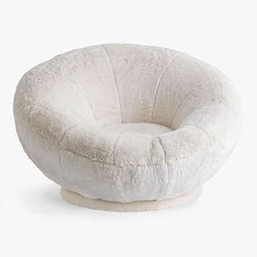 Polar Bear Faux Fur Ivory Groovy Swivel Chair | Pottery Barn Teen