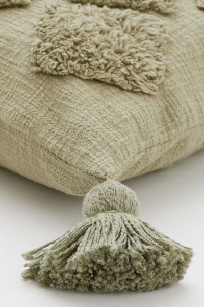 Jacquard-weave cushion cover in recycled cotton fabric with a pattern made in short pile. Smooth ... | H&M (US + CA)