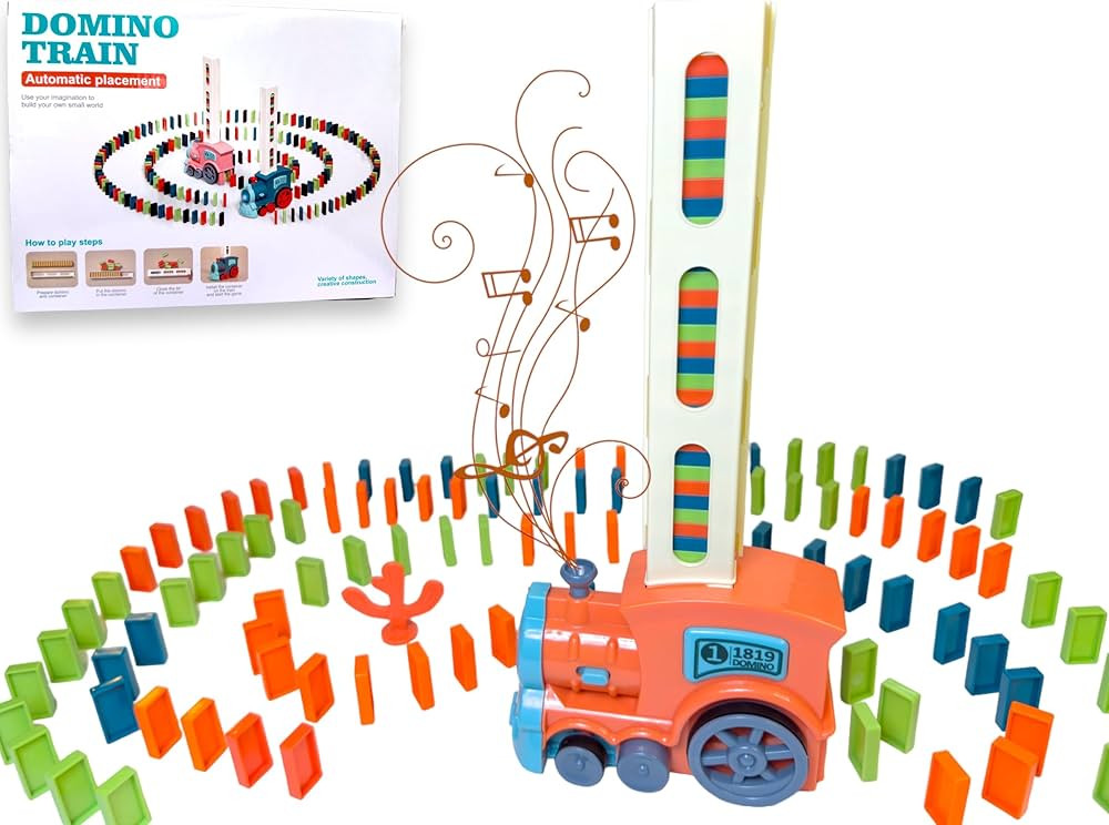 Domino Train Set - 200 Pcs, Domino Electric Train, Automatic Building and Stacking Domino Blocks,... | Amazon (US)