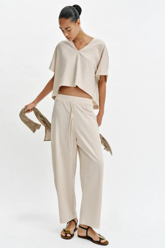 RUSTIC DRAWSTRING TROUSERS | Zara UK