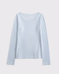 girls long-sleeve pointelle lace-trim top | girls tops | Abercrombie.com | Abercrombie & Fitch (US)