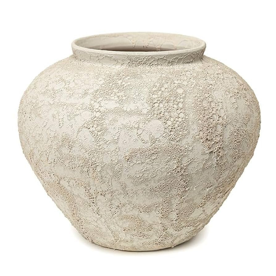Lunar Glaze Ceramic Vase – Decorative Round Accent Piece for Tabletop & Shelf, Ideal for Floral... | Amazon (US)