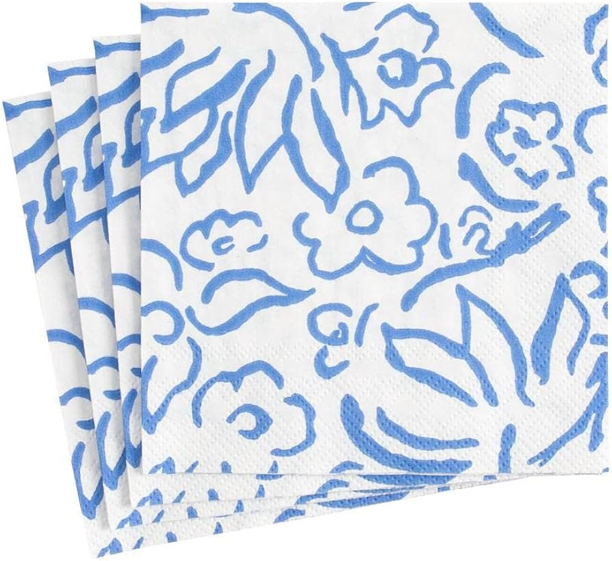 Caspari Matisse Paper Cocktail Napkins in Blue - Two Packs of 20 | Amazon (US)