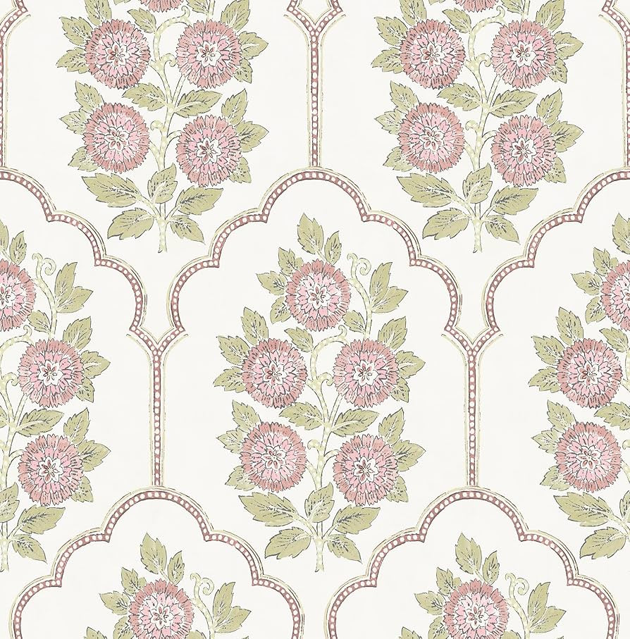 NuWallpaper x Society Social Floral Bazaar Rose Water Peel and Stick Wallpaper | Amazon (US)