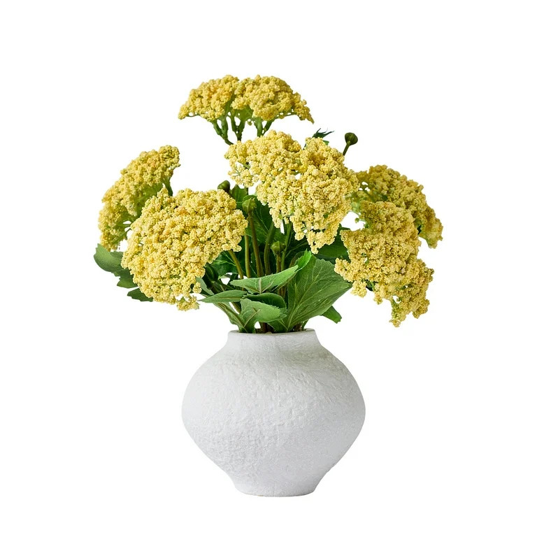 Better Homes & Gardens Faux Yellow Sedum Floral Arrangement in Ceramic Vase | Walmart (US)