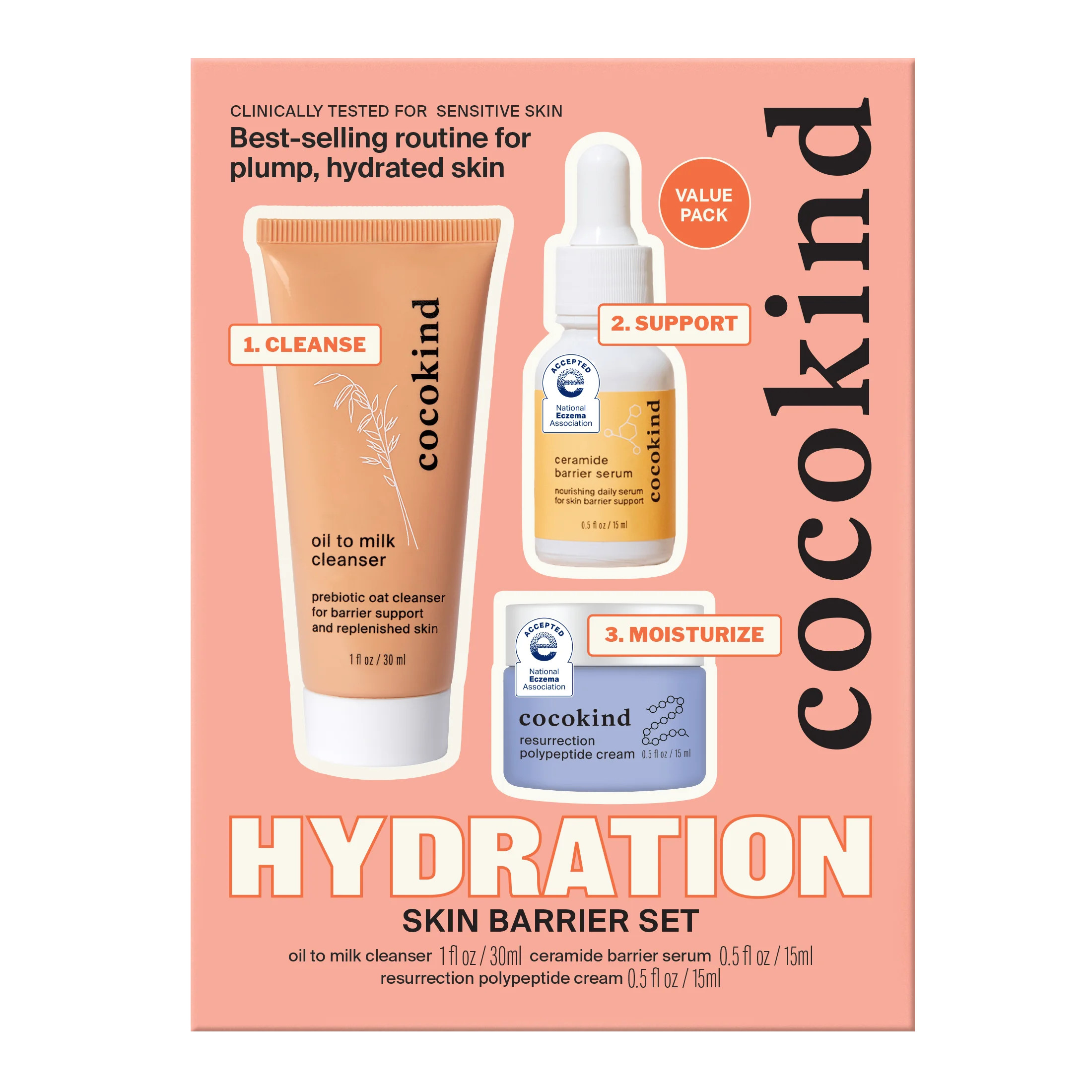 Cocokind 3-Step Hydration Skin Barrier Set for Plump, Hydrated Skin, All Skin Types | Walmart (US)