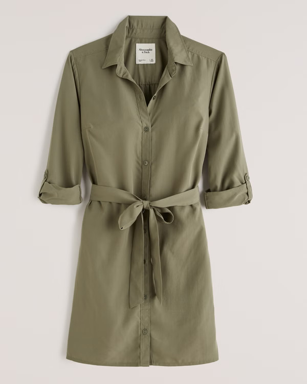 Long-Sleeve Classic Shirt Dress | Abercrombie & Fitch (US)