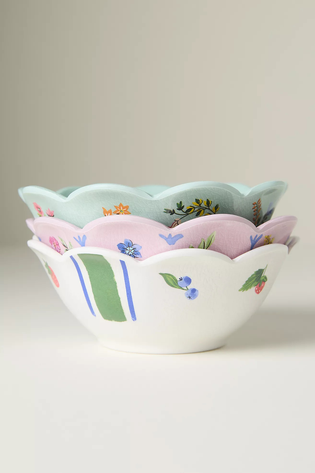 Annette Floral Melamine Nut Bowls, Mixed Set of 3 | Anthropologie (US)