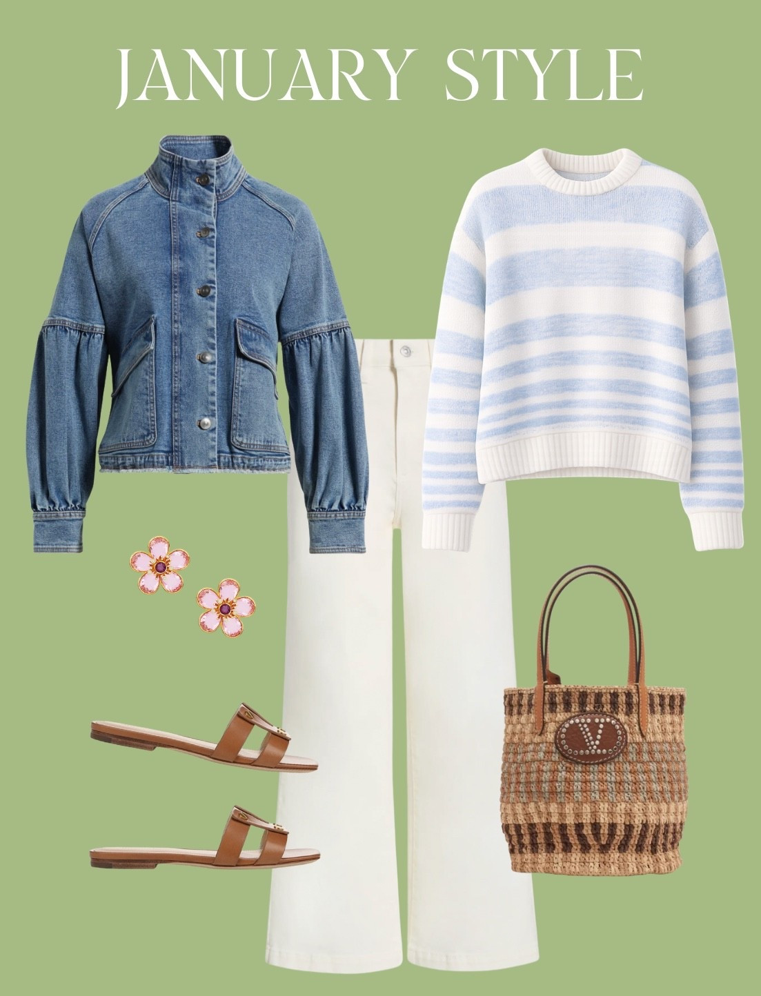 Outfit of the week! A striped sweater is such a classic to have in your wardrobe, and I just got this one from Pistola that is so amazing! Loving the blues and whites as well start to think about spring! This denim jacket has such a chic look and is under $100! I love this little raffia bag but I’m linking some similar options below that are more affordable! 🤍🤩

#LTKOver40 #LTKFindsUnder100 #LTKootd