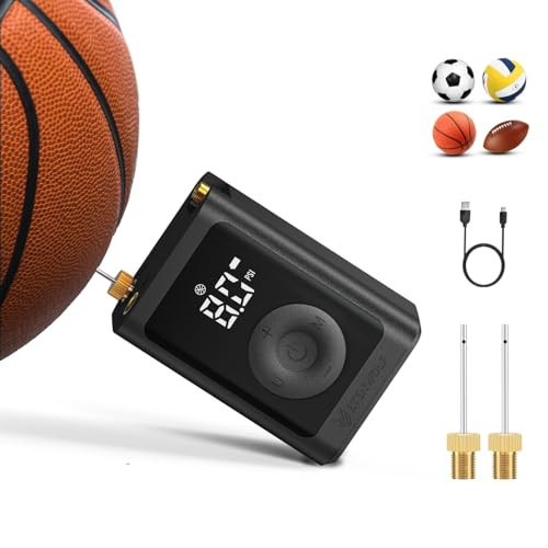 ETENWOLF Electric Ball Pump Inflation & Deflation 2-17 PSI, Basketball Pump with Precise Pressure Gauge, Rechargeable Air Pump for Balls, Soccer Ball Air Pump, Deep Black | Amazon (US)