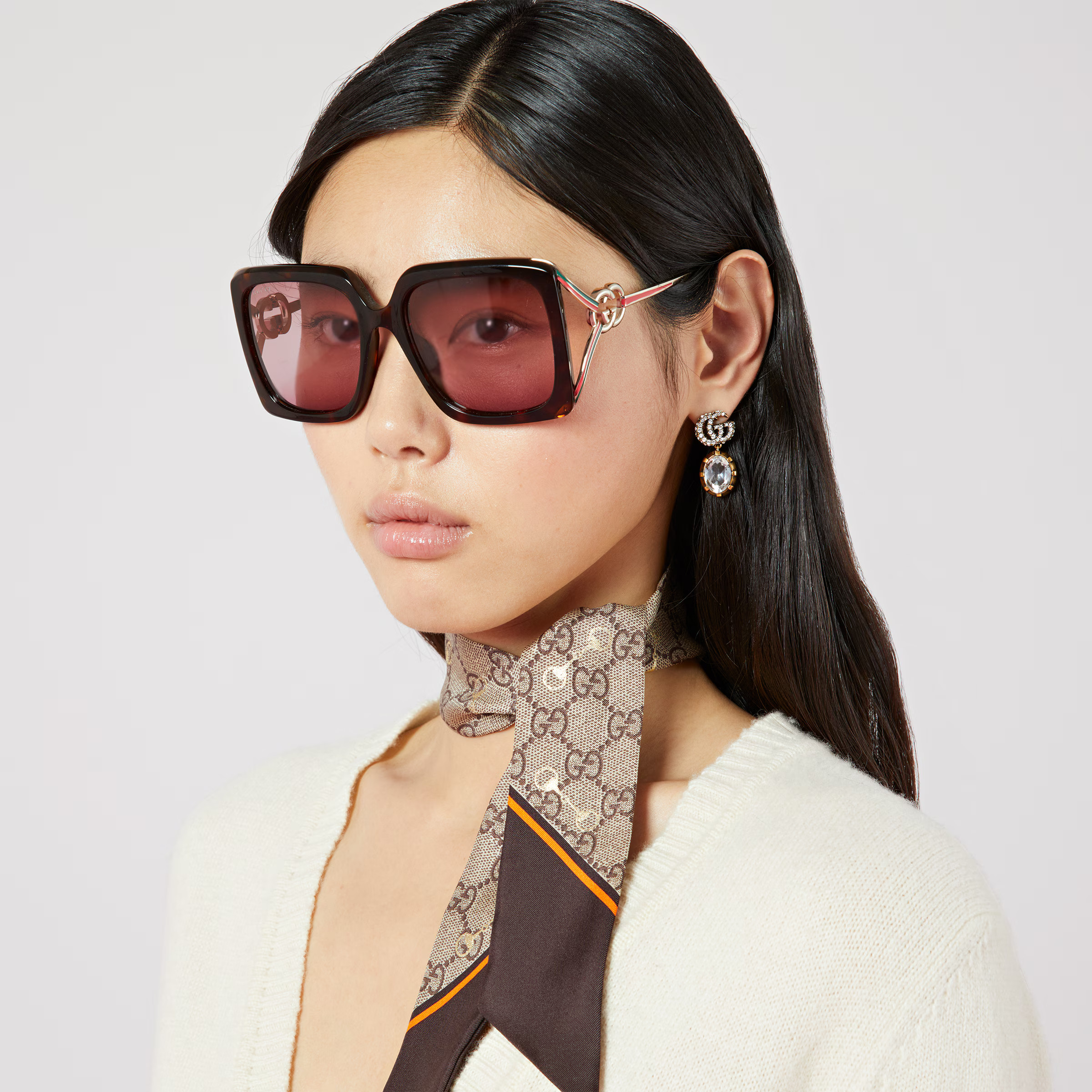 Double G earrings with crystals | Gucci (US)