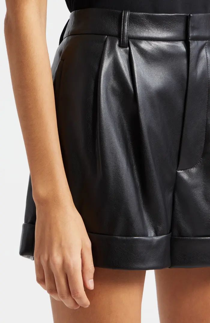Conry Pleated Cuff Hem Faux Leather Shorts | Nordstrom