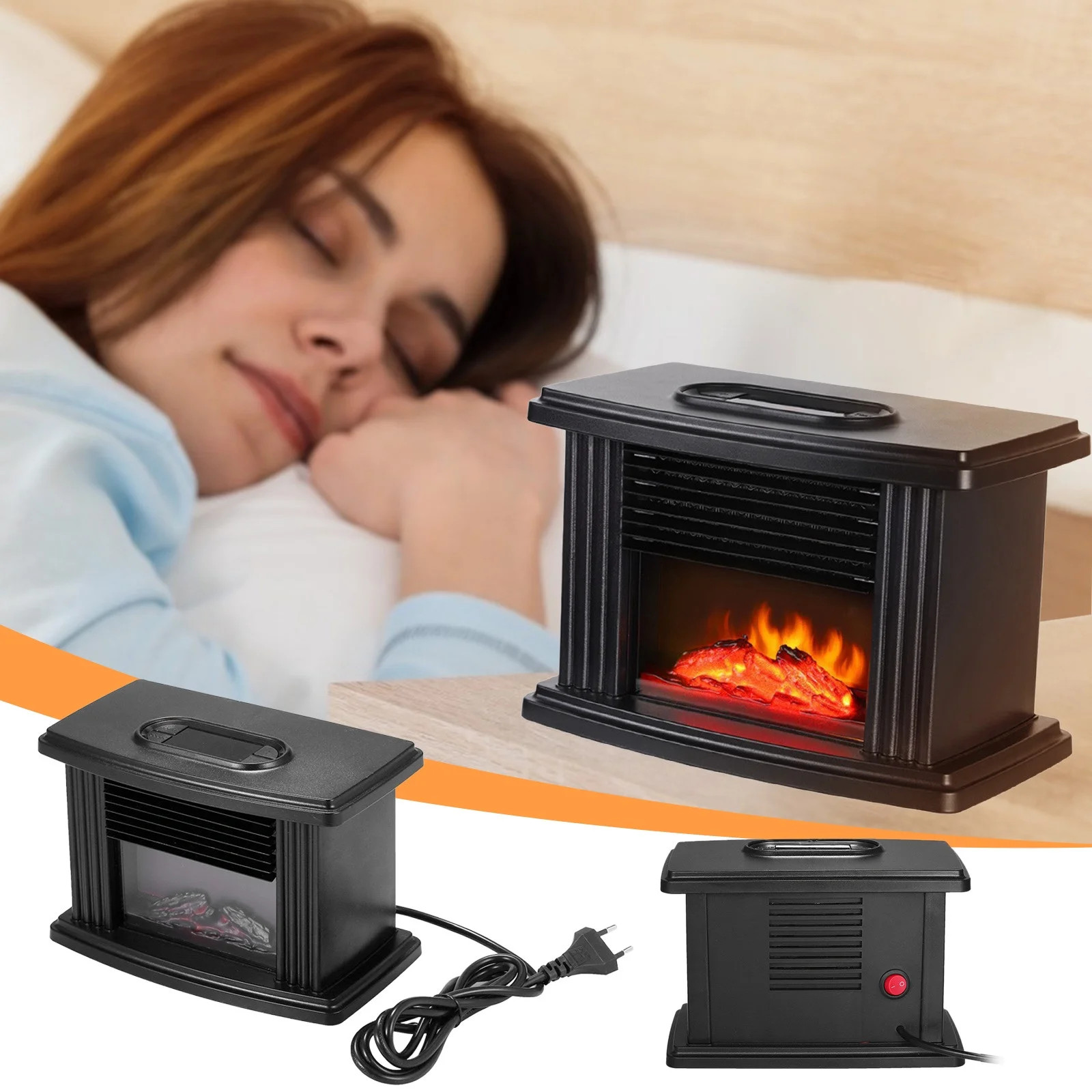 Small Electric Fireplace Heater -Desk Space Heater with European-style Fireplace Heater Fan Heate... | Walmart (US)