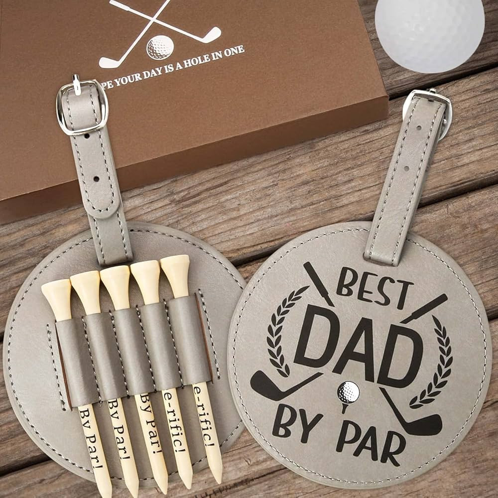 Father‘ s Day Gifts - Dad Golf Bag Tag with 5 Tees Set, Best Dad By Par, 3-1/4 inch Golf Tees B... | Amazon (US)