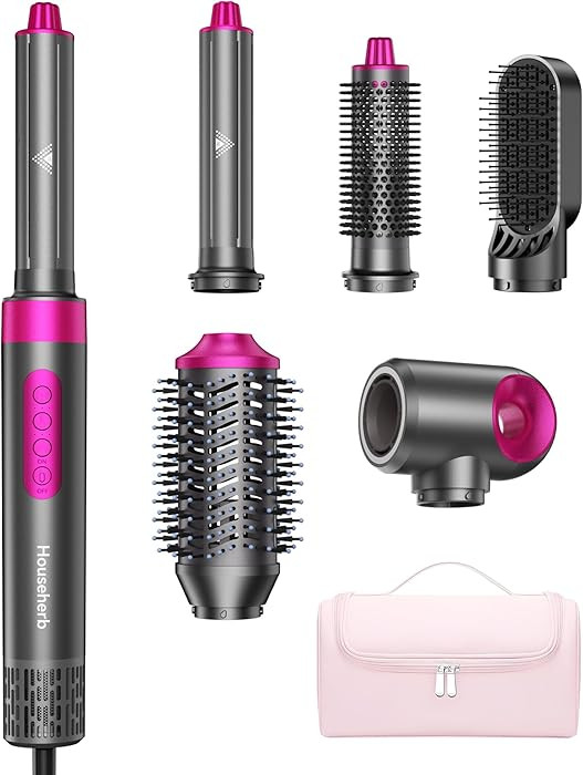 6 in 1 High-Speed Hair Dryer Brush, 110,000 RPM Powerful Hot Air Styler with Auto-Wrap Curlers, S... | Amazon (US)