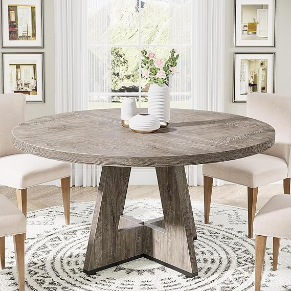 Tribesigns Round Dining Table Wood Kitchen Table for Dining Room, 47" Dinning Room Tables for 4 A... | Amazon (US)