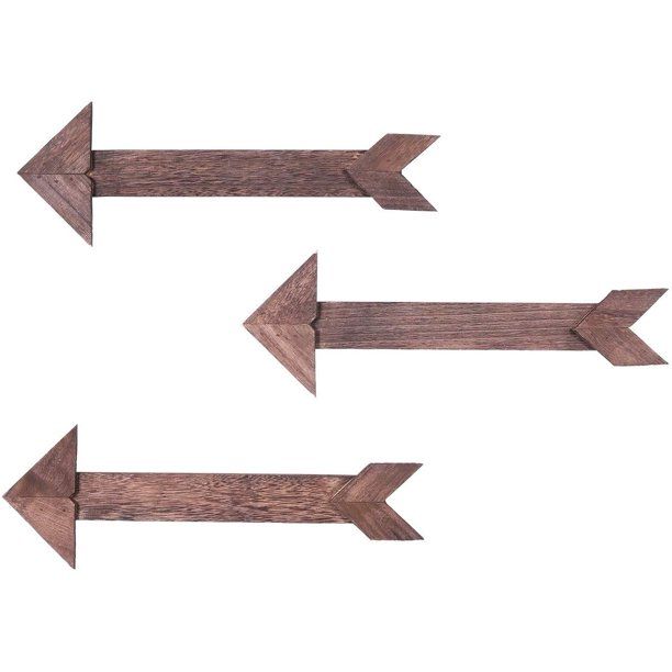 Comfify Arrow Barnwood Decorative Wooden Sign – Set of 3 Arrows for Wall Décor in Torched Brow... | Walmart (US)
