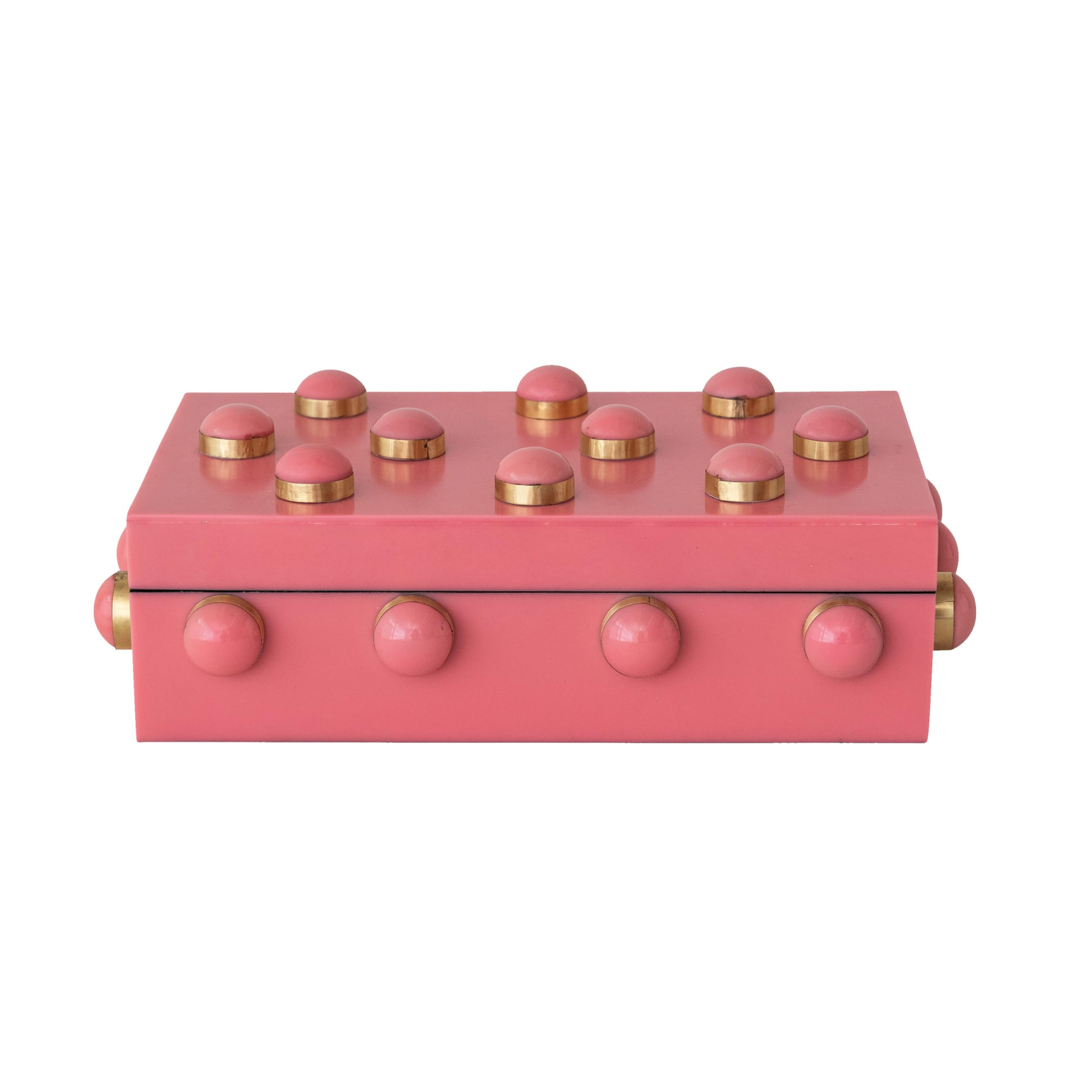 Bloomingville Reclaimed Wood Decorative Box with Resin Accent, Pink and Gold | Amazon (US)