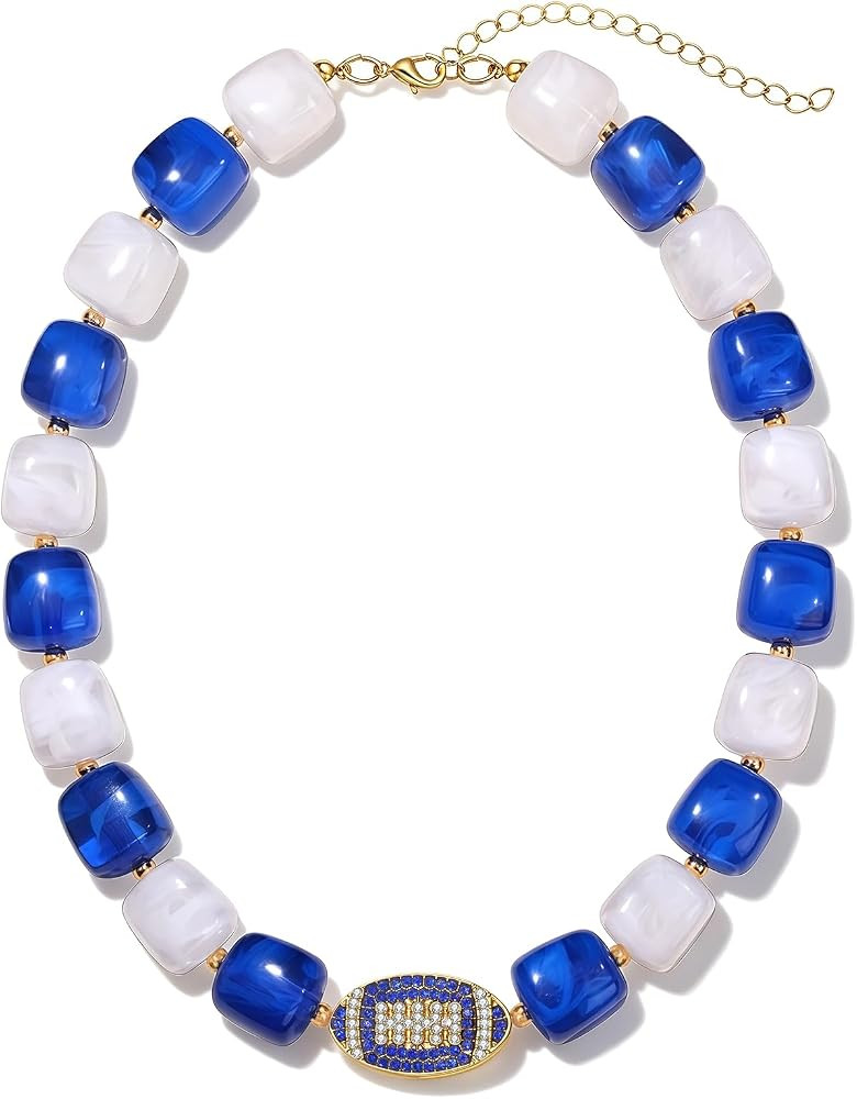 FAERLIIRY Beaded Necklaces for Women Football Chunky Necklace Game Day Tailgate Party Football Ac... | Amazon (US)